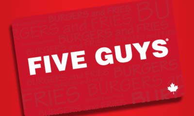 Win 1 of 5 Five Guys Gift Cards $100 - $500 Value