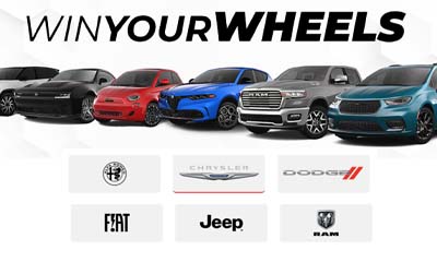 Win a Chrysler, Dodge, Jeep, Ram, FIAT, Alfa Romeo or Wagoneer