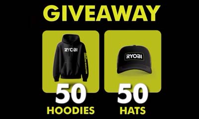 Free Ryobi Hoodie and Baseball Hats